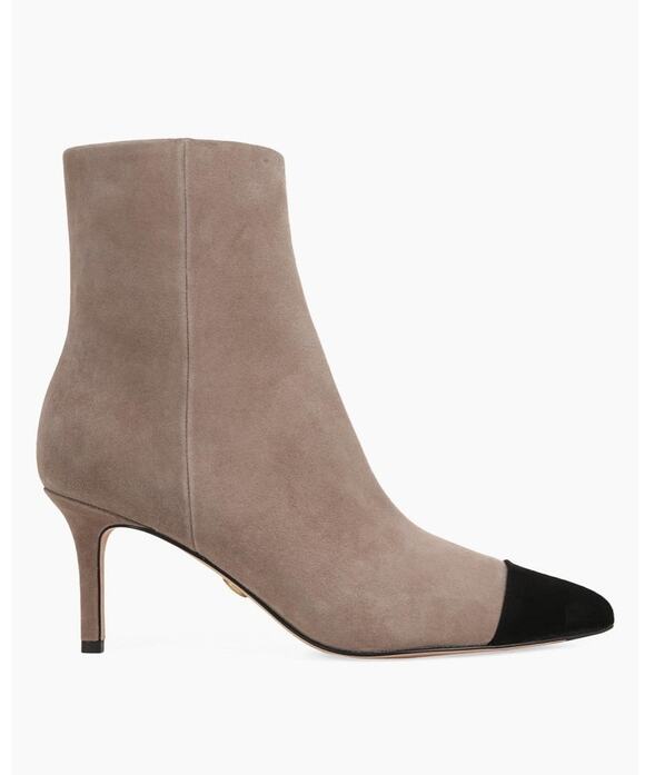 Veronica Beard Shoes - Veronica Beard Suede Taupe / Black Cap-Toe Booties Size 8.5